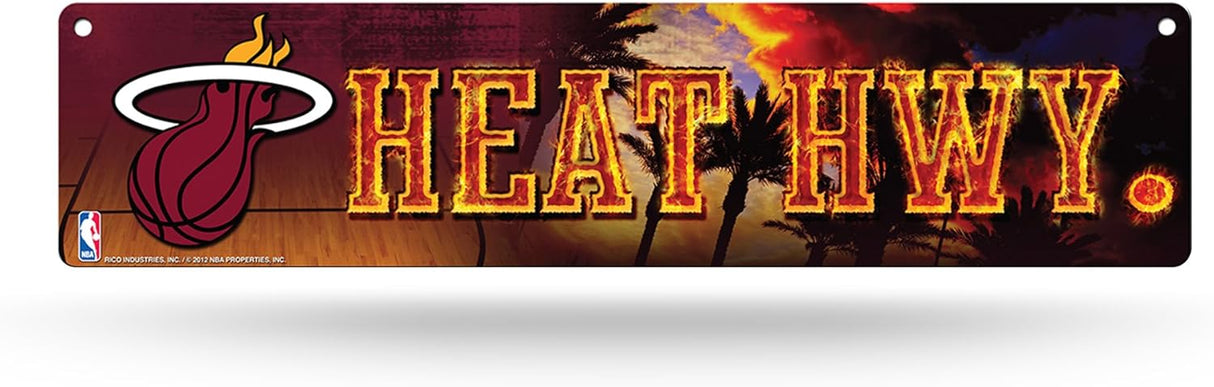 Miami Heat, NBA Plastic Street Sign Plastic 4" x 16", Licensed by Rico