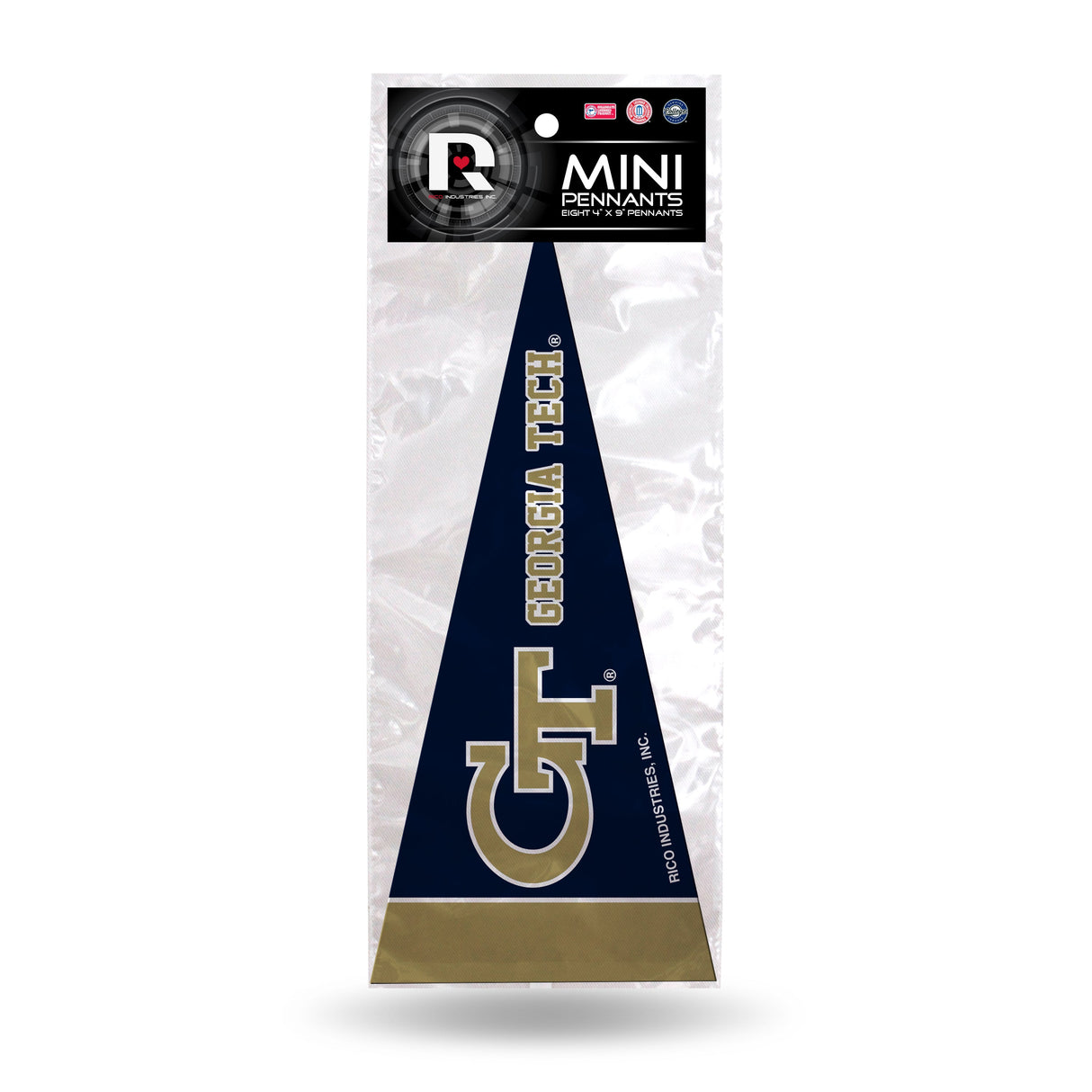 Georgia Tech Yellow Jackets, Mini Pennants Pack, Licensed by Rico