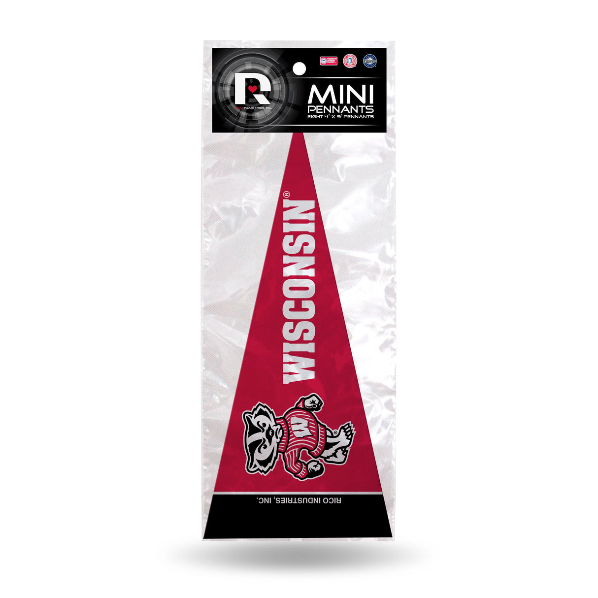 Wisconsin Badgers, Mini Pennants Pack, Licensed by Rico