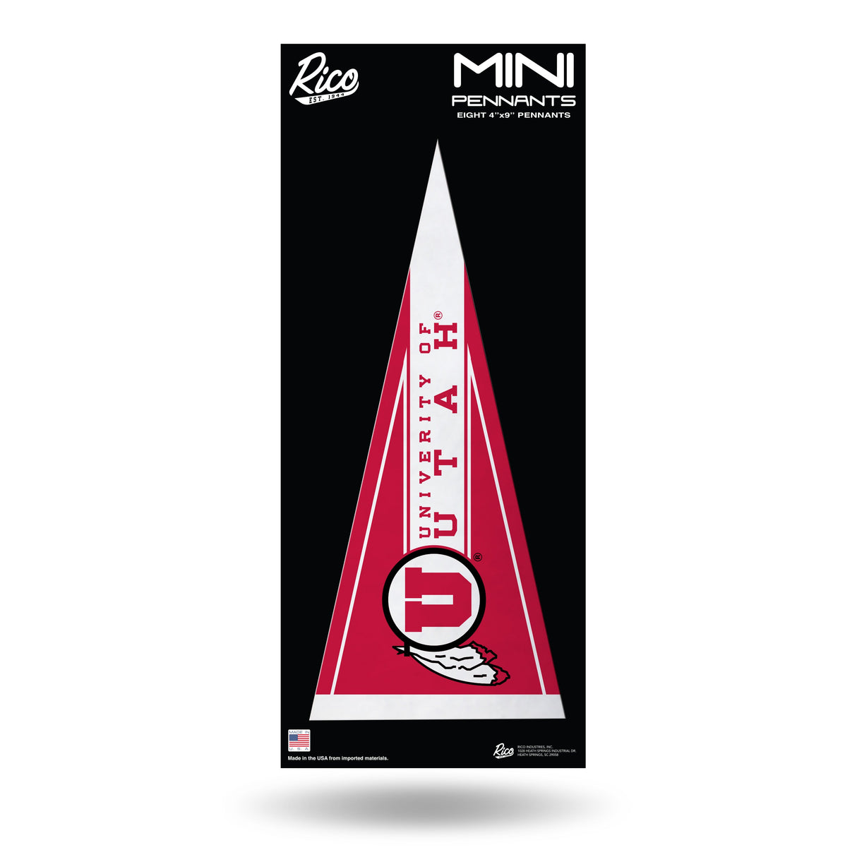 Utah Utes, Mini Pennants Set, Licensed by Rico