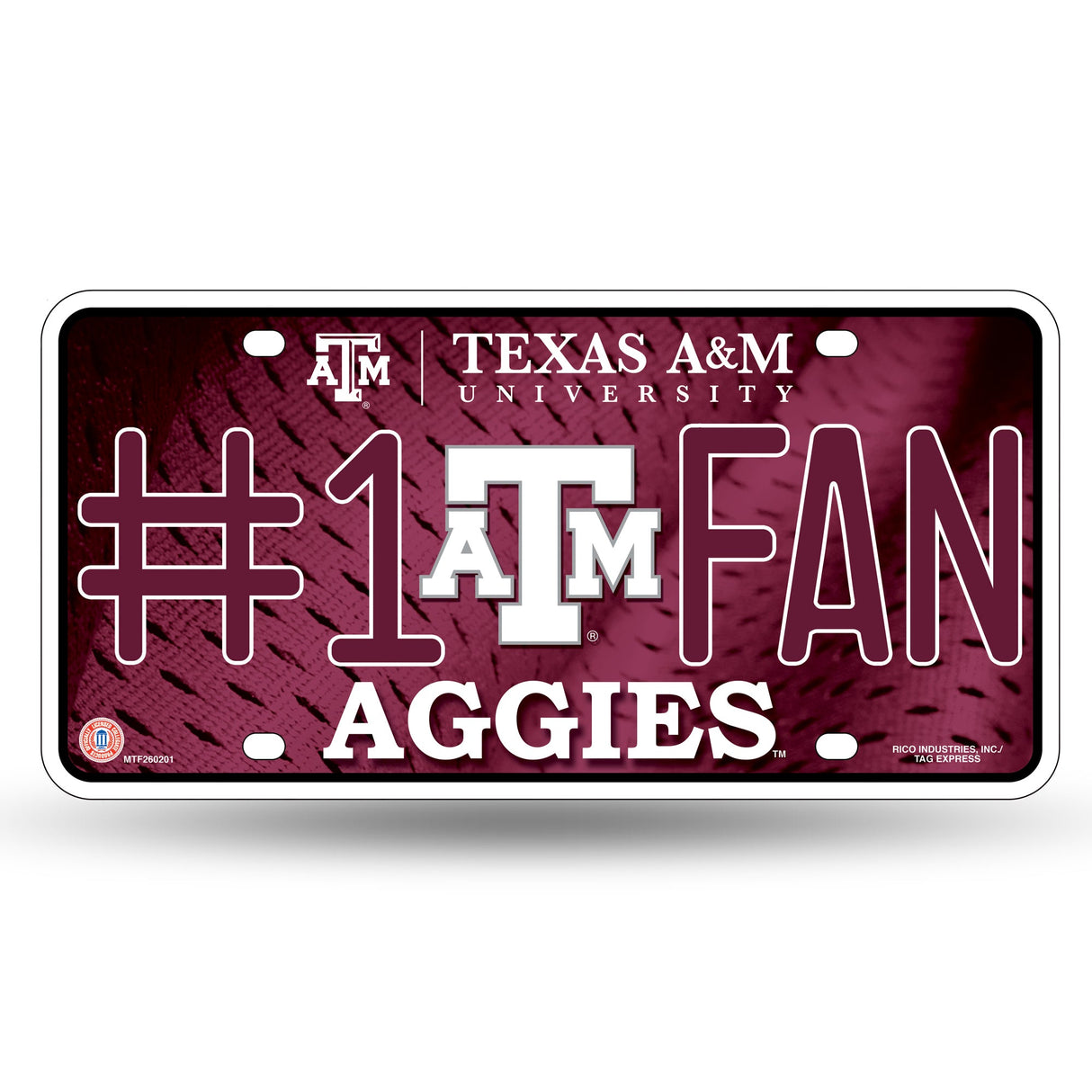 Texas A&M Aggies, MTF Metal Tag (#1 Fan), Licensed by Rico