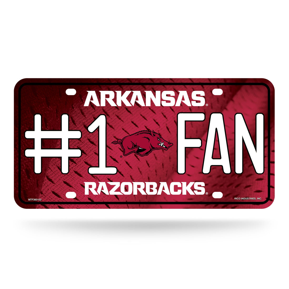 Arkansas Razorbacks, MTF Metal Tag (#1 Fan), Licensed by Rico