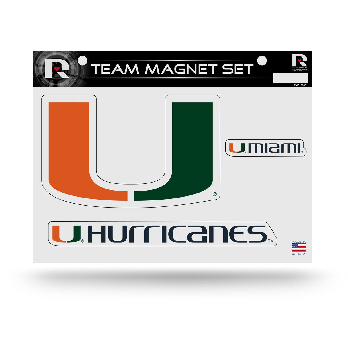 Miami Hurricanes, TMS Team Magnet Sheet, Licensed by Rico