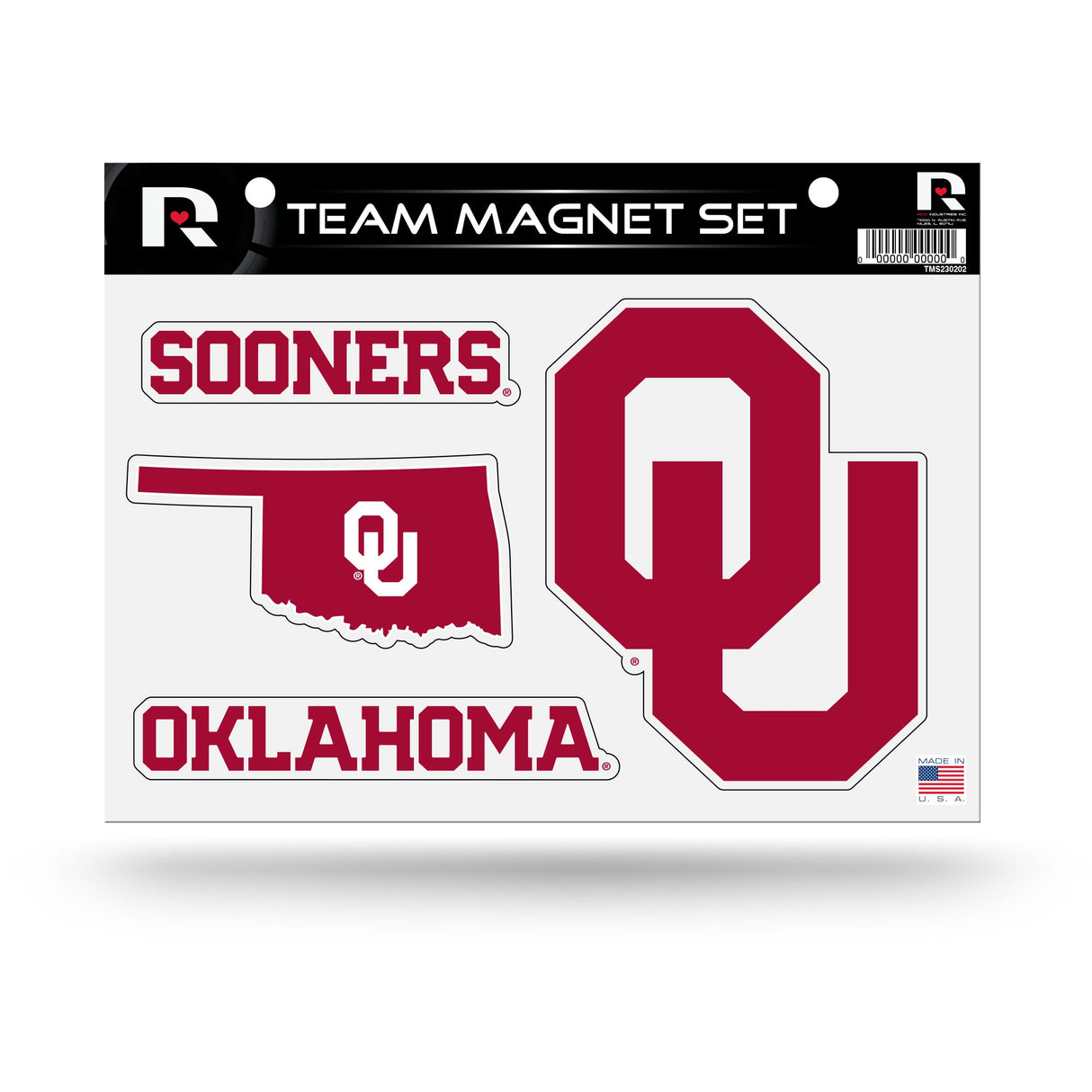 Oklahoma Sooners, TMS Team Magnet Sheet, Licensed by Rico