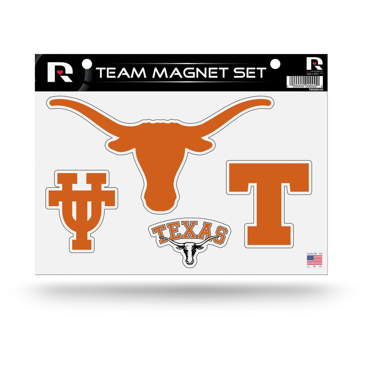 Texas Longhorns, TMS Team Magnet Sheet, Licensed by Rico