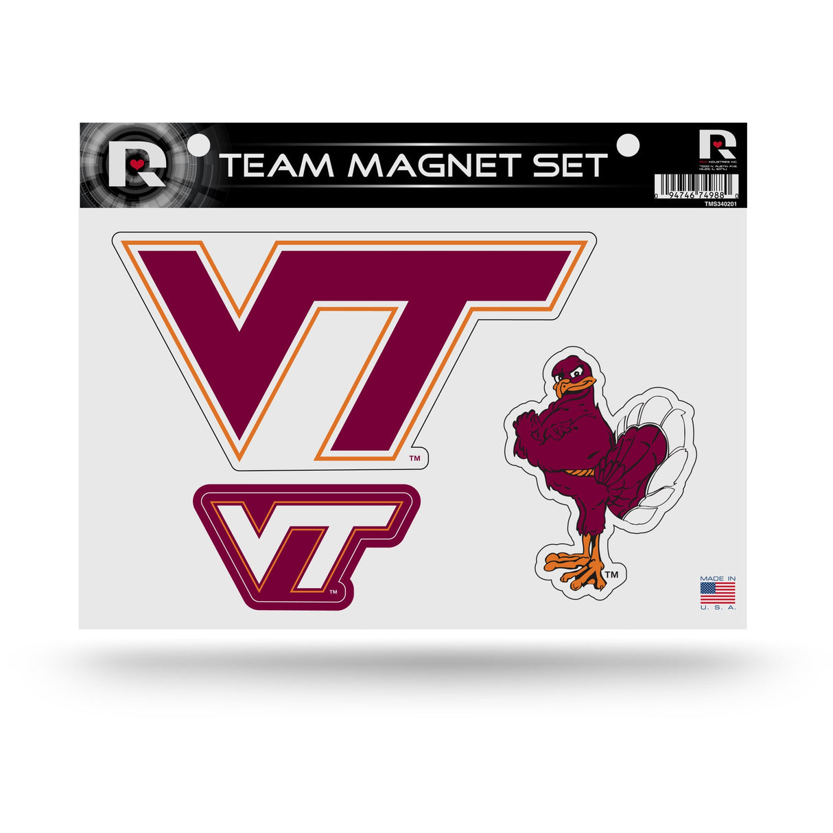 Virginia Tech Hokies, TMS Team Magnet Sheet, Licensed by Rico