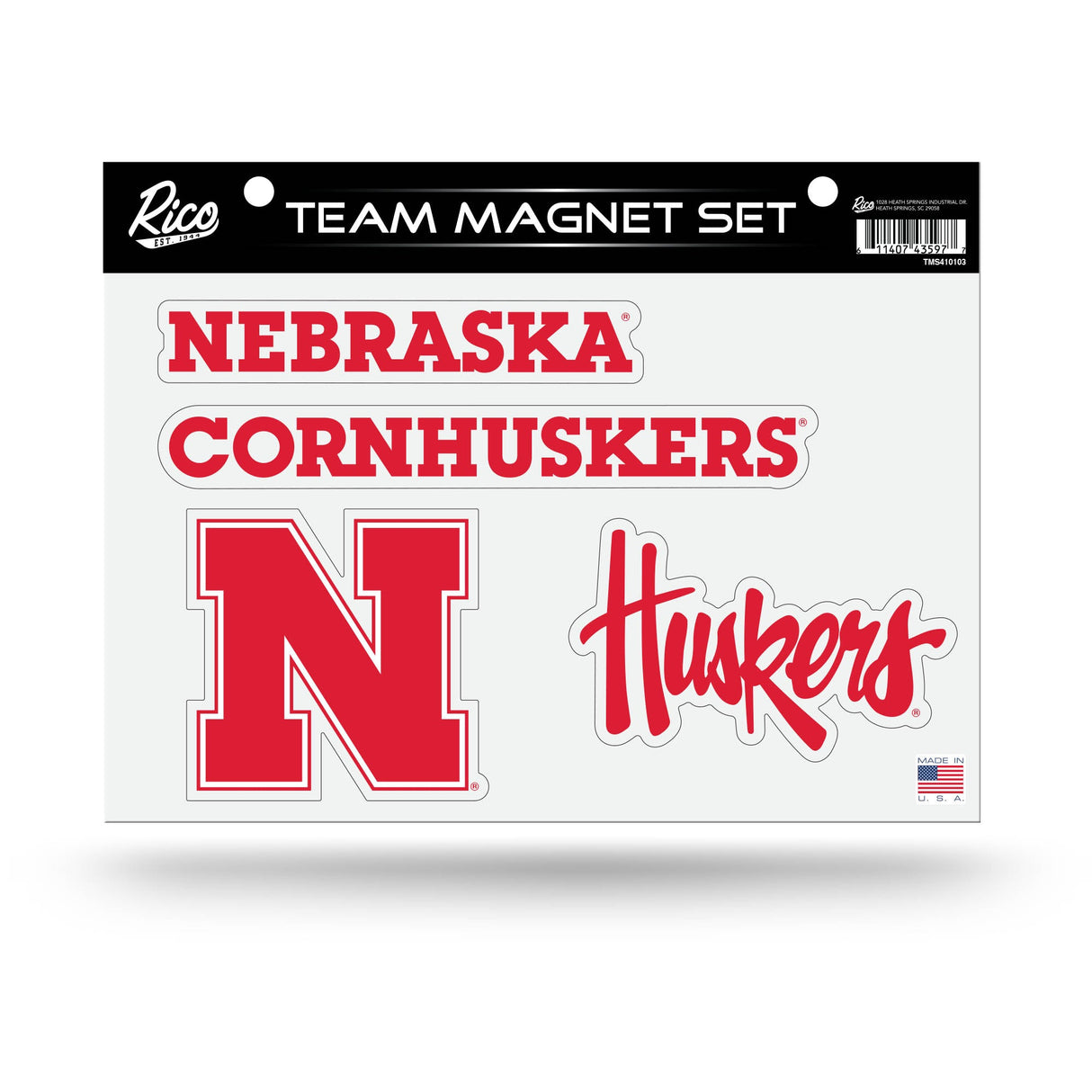 Nebraska Cornhuskers, TMS Team Magnet Sheet, Licensed by Rico