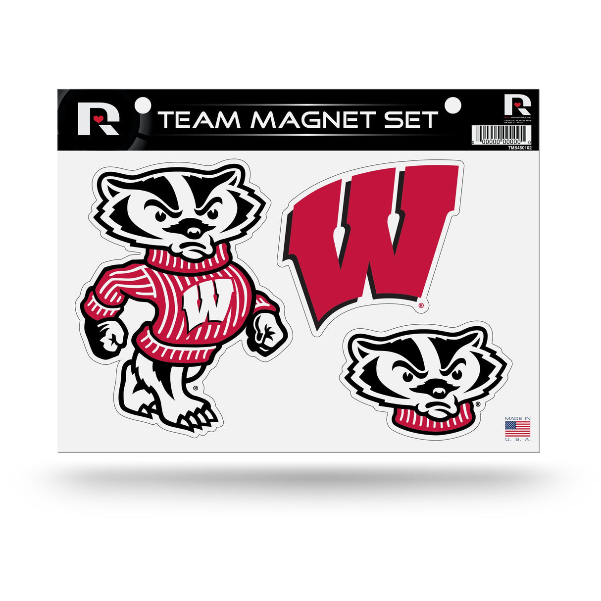 Wisconsin Badgers, TMS Team Magnet Sheet, Licensed by Rico